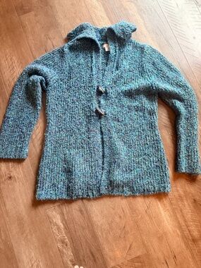 Christopher & Banks Teal-Blue Toggle Knit Cardigan